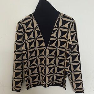 Geometric Black and Tan Sweater